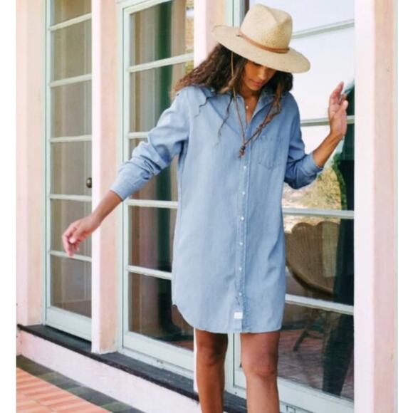 Frank & Eileen Mary Classic Shirtdress Famous Denim Classic Blue Wash Size Small - Picture 3 of 16